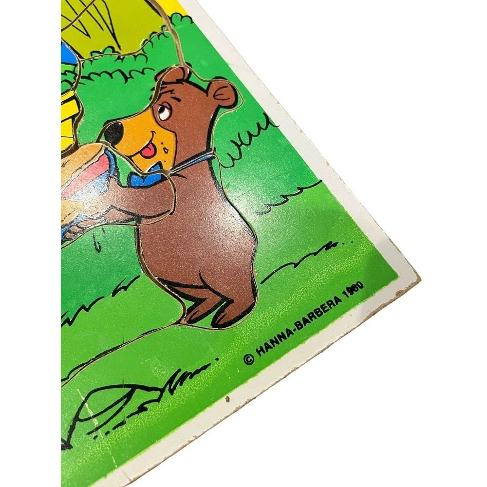 2 set Vintage 1980 Wooden Tray Puzzles Yogi Bear Boo Boo Fantasia Mickey Disney